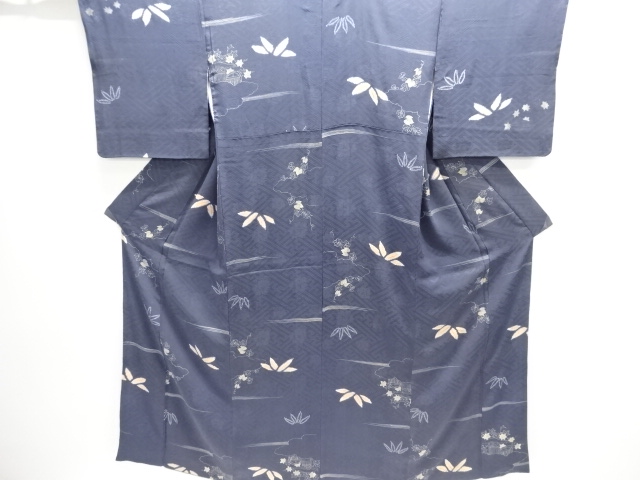 JAPANESE KIMONO / ANTIQUE KIMONO / TAISHO ROMAN STYLE / MON KINSHA / SHIBORI / BAMBOO GRASS